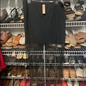 Black Mini Skirt with Sheer Overlay